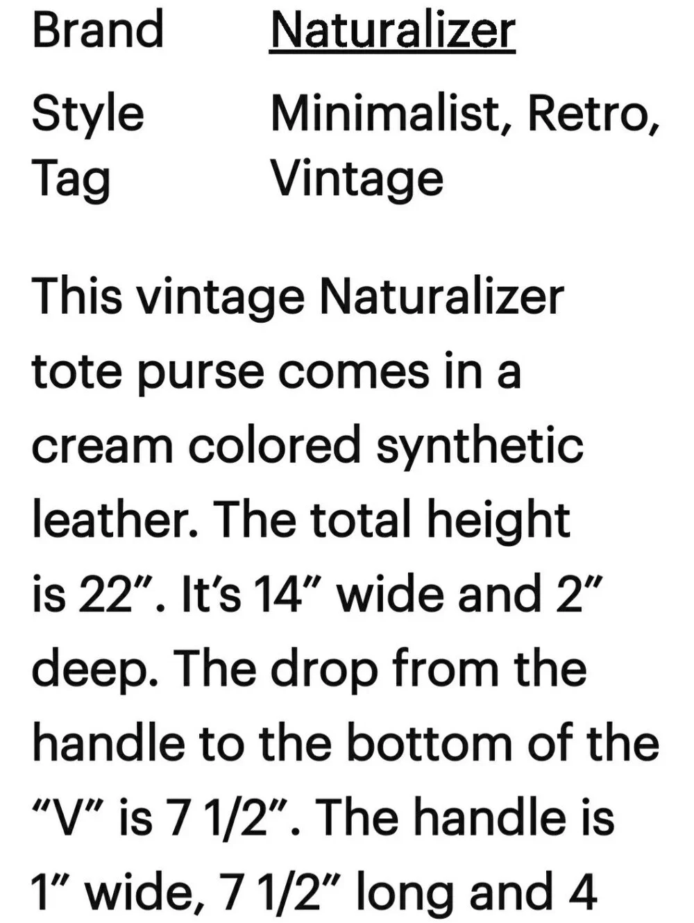 Vintage Naturalizer Cream Simulated Leather White Tote Bag